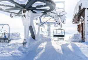 Ski lift at the top of Okanagan Valley ski resort